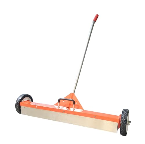 Zeluga 10-494 Barredora magnética rodante de 76.2 cm con ruedas, potente caja de imanes con mango de liberación rápida, naranja