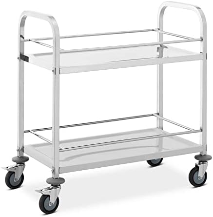 Royal Catering RCSW 3 Serving Trolley up to 480kg 83.5 x 43cm Lockable Wheels Serving Trolley for Outdoor Garden or Kitchen Industrial Design
