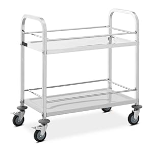 Royal Catering RCSW-108 serveerwagen 2 boorden 70 x 38 x 3 cm 72 kg keukenwagen roestvrij staal keukenrolwagen trolley…