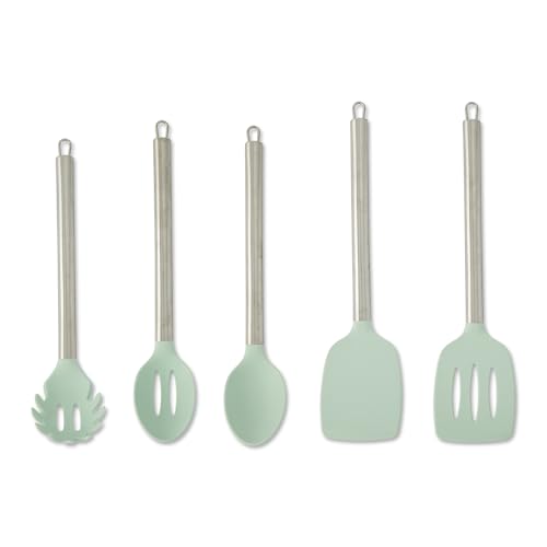 Core Kitchen 5-Piece Silicone & Stainless Steel Utensil Set – Heat-Resistant, BPA-Free Kitchen Tools – Etched Glass