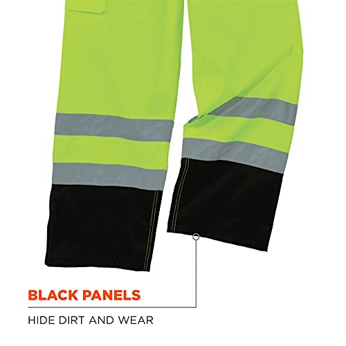 Ergodyne Standard Class E Hi-Vis Rain Pants Black Bottom, Lime, Extra Large #TOP2