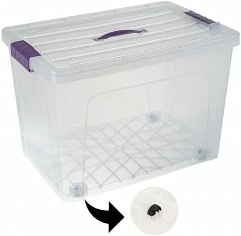COMFORT TIME Plastic Storage Box Boxes Lid Food Container Home Office Box Lockable Stackable (70L), Clear