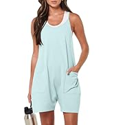 ANRABESS Womens Summer Casual Sleeveless Romper Loose Spaghetti Strap Overalls Shorts Jumpsuit wi...
