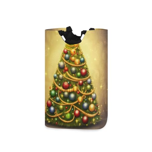 Jihqo Laundry Hamper Basket Christmas Tree Balls Collapsible Nursery Storage Bin Waterproof Clothing Baskets for Home Bedroom Bathroom Washing Room