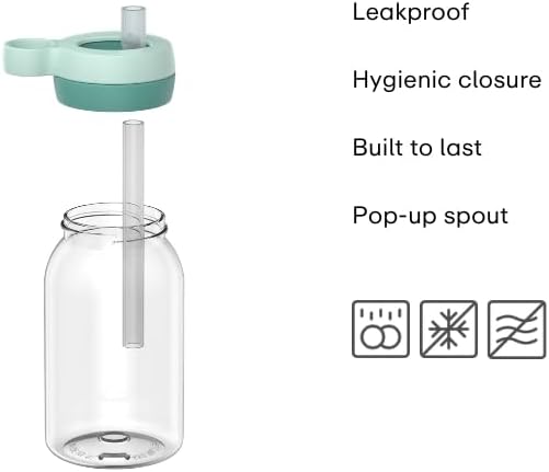 Mepal - Trinkflasche mit Trinkhalm Campus - Drehverschluss mit Grifföffnung - Hygienischer Verschluss - Trinkflasche mit strohhalm - Auslaufsicher und Spülmaschinengeeignet - 450 ml - Forest Friends - 2