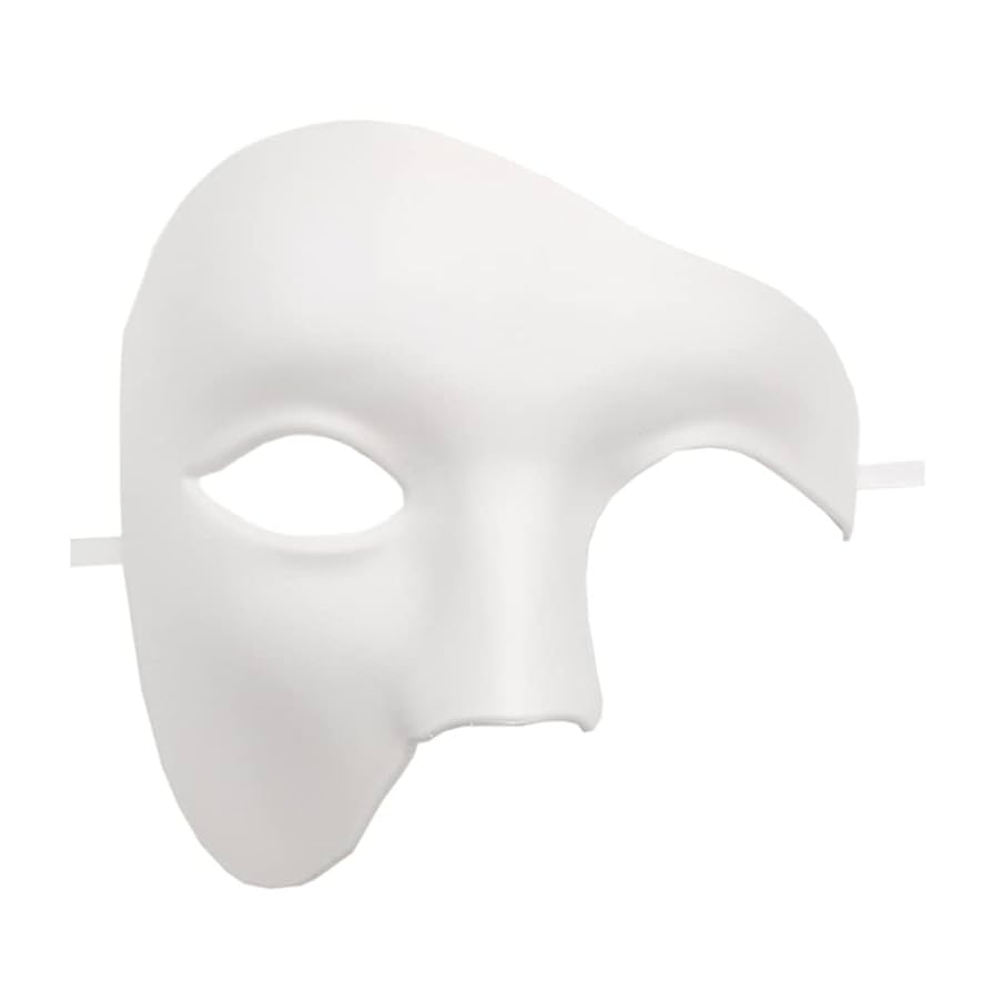 Amazon.co.jp: Yavoluy ハーフフェイス お面 仮面 ホワイト 白
