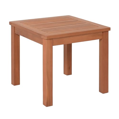 Spetebo Beistelltisch Tucson aus Eukalyptus Holz - 44 x 44 cm - Gartentisch aus FSC Massivholz geölt - Balkontisch Holztisch Loungetisch aus Holz rechteckig massiv