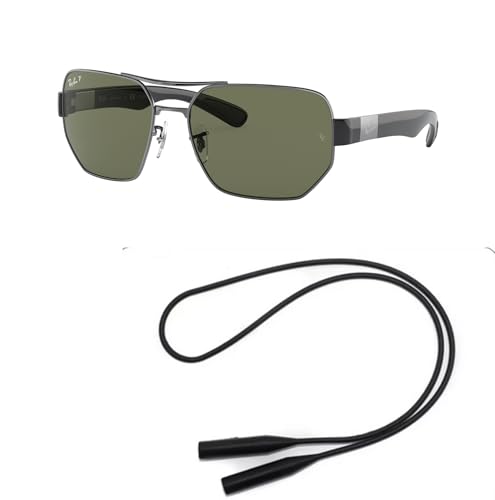 Ray-Ban RB3672 Sunglasses Bundle: RB 3672 004/9A Gunmetal Dark Green Polar and Universal Anti-slip Silicone Leash2