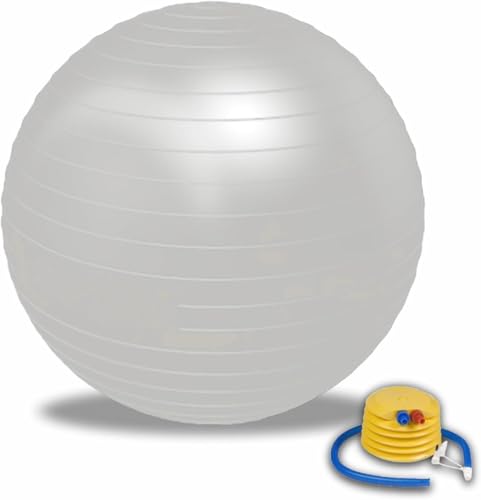 1X Pregnancy Ball, exercise ball, yoga ball, birthing ball, birthing ball, Pilate Balance Balls with Pump, Anti-Slip & Anti-Burst,Fitness, Physical Therapy, Gym Office and Home Exercise (SILVER)
