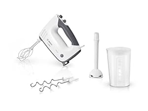 Bosch Handrührer ErgoMixx, MFQ37470, 750 W, Mixfuss, Edelstahl Rührwerkzeuge, 5 Stufen plus Turbotaste, weiss/grau