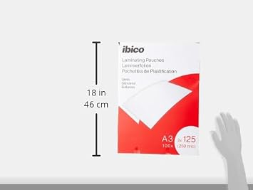 Ibico A3 Laminating Pouches, 250 Micron (2x125), High Document Protection & Durability, Pack of 100, Gloss Finish, Crystal Clear, 627321