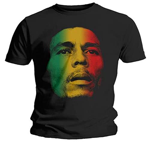 Bob Marley Men's Face T-Shirt, Black (Black Black), Xx-Large
