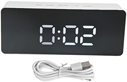 KIWOP LED Big Display Clock Snooze Time Desk Clock Practical Clock with USB Cable for Home Decor(White)