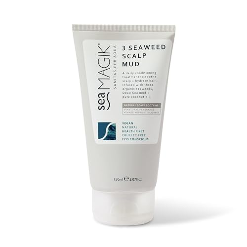 Sea Magik - Scalp Mask for Itchy Sensitive and Dry Scalp and Hair 3 Organic Seaweed with Dead Sea Mud Conditioner with Salicylic Acid Long Lasting Hydration Vegan Cruelty Free (150ml)