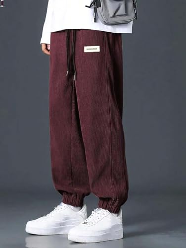 Image of KOTTY Men's Solid|Button|Wide|Loose fit|Corduroy Trousers & Pant for Men