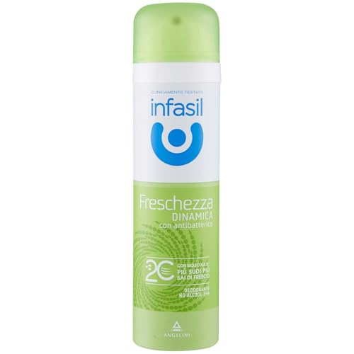 Infasil Déodorant Spray Fraîcheur dynamique avec molécule 2C, Betaciclodextre, sans alcool et avec antibactérien, Efficace jusqu'à 24 h, 150 ml