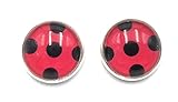  Stechschmuck Ohrstecker Handmade Punkte Polka Dots Lady Bug Ladybug Schwarz Rot Silber Farben Damen Kinder Kitsch Kawaii 14mm 1 Paar