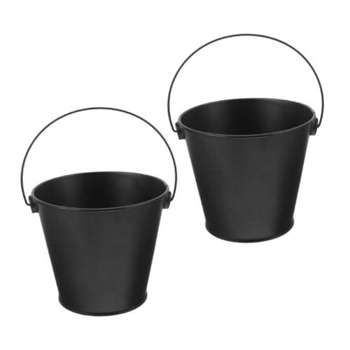 DIYEAH Secchio per Grasso da Barbecue e Secchio di Olio per Griglia in Ferro Resistente al Calore, Set da 2 Pezzi per Barbecue All'aperto, Design Compatto Salvaspazio per Forniture