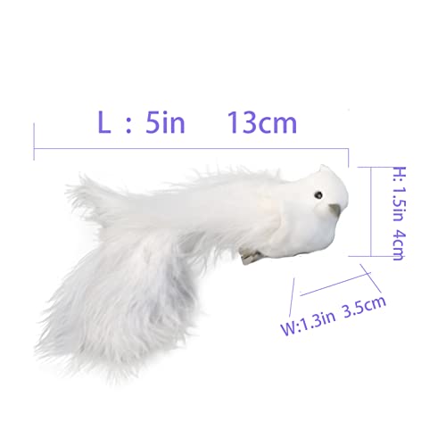 Berfutall-Artificial Dove Bird With Feathers Decorations Set Of 12 Valentine's Day Gift Flower Arrangement With Clip 6.5" #TOP7