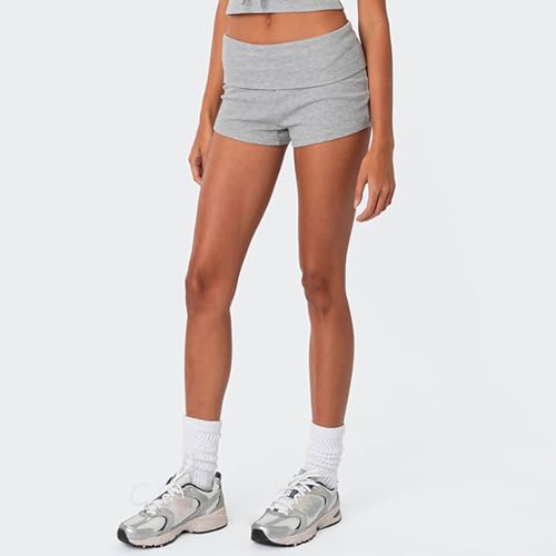 Image of Women Low Waist Lounge Shorts Fold Over Skinny Pajamas Shorts Summer Casual Pj Bottom Sleep Shorts
