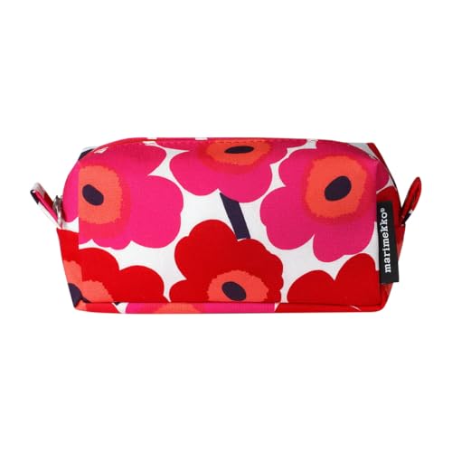 MARIMEKKO Tiise Mini Unikko Terry Cotton Cosmetic Bag (Red) – Floral Cosmetic Bag to Include in Your Travel Essentials – 7x4x3 in