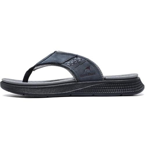 Image of Quickshark Mens Flip Flops Leather Thong Sandals Arch Support Beach Slippers