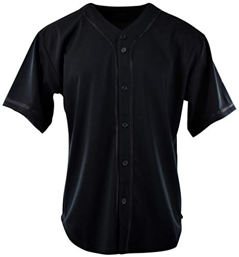 ChoiceApparel Mens Plain Solid Color Baseball Jersey (L, 107-Black)