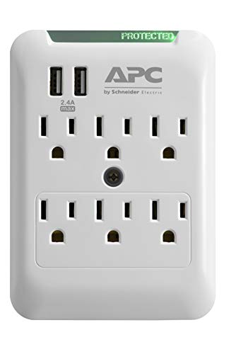 APC Wall Outlet Plug Extender, Surge Protector with USB Ports, PE6WU2, (6) AC Multi Plug Outlet, 540 Joule Surge Protection #1