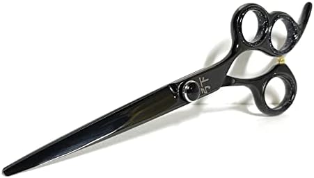 Shear Fanatic Pro Series Black Titanium 3 Hole, Professional Hair Scissor, The double finger holes allow you correct positioning and alignment of your fingers (7.0")
