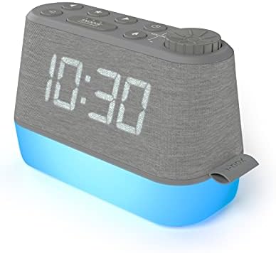 Alarm Clock Radio with Nightlight & USB Charger, FM Radio Dual Alarm Clocks for Bedroom, Bedside  Easy Read Dimmable LED Display, Relaxation Sounds Calming Sleep Aid, Mains Powered Battery Backup