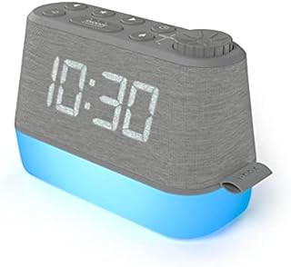 Alarm Clock Radio with Nightlight & USB Charger, FM Radio Dual Alarm Clocks for Bedroom, Bedside  Easy Read Dimmable LED Display, Relaxation Sounds Calming Sleep Aid, Mains Powered Battery Backup