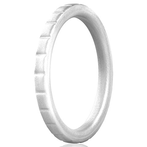 Women Silicone Wedding Band - Thin Stackable Ring - Square Diamonds - 2.8mm Wide - 2mm Thick (Silver - Size 5.5-6(16.5mm))