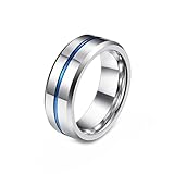 Whoiy Anillos de boda plateado/oro con grabado, anillo de tungsteno, 8 mm, anillo para hombre, bicolor, bisutería para hombre, tallas 54-70, 70 (22.3), Tungsteno, Sin piedra preciosa