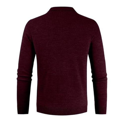 Chaqueta de punto de abrigo para hombre cárdigan grueso casual suéter rojo de manga larga L 3