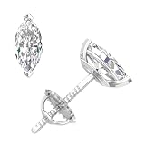 2CT Moissanite Stud Earrings, 0.5ct-2ct D Color VVS1 Clarity Marquise Cut Lab Grown Diamond Moissani