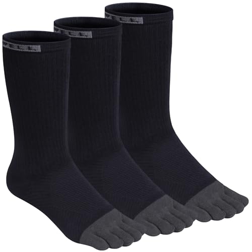 VWELL Toe Socks Cotton Athletic Running Five Finger Socks 3 Pairs,Size 7-11