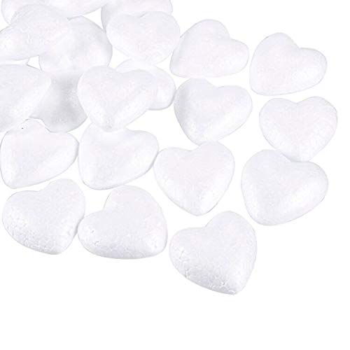 ACTENLY Craft Foam Hearts - 36-Piece Heart-Shaped Polystyrene Foam Ball for Arts and Craft Use, DIY Ornaments, Wedding Decorations, White, 1.96 x 0.97 x 1.96 inches