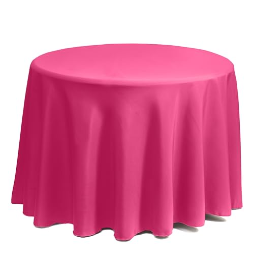 Gee Di Moda Round Tablecloth - 120 Inch Fuchsia Round Table Cloth for 60 to 96 Inch Round Tables - Heavy Duty Washable Fabric - for Buffet Table, Holiday Party, Dinner, Wedding & Baby Shower by Gee Di Moda - Used condition - Image 2