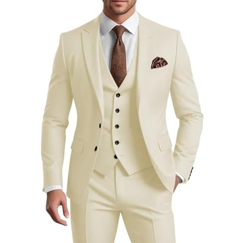 Mi Bo Tong Mens Suit Sets 3 Piece Formal Slim Fit Wedding Tuxedo for Men Two Button Blazer Vest Pants Business Suit