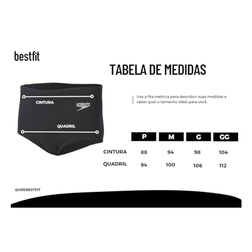 Sunga Speedo Tradicional 1 Natação (P, Preto)