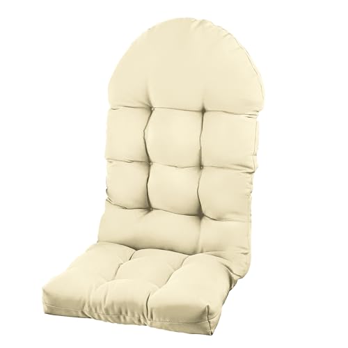 Image of Adirondack Chair Cushion, Rocking Chair Cushion 44x19.4x4 inch, High Back Patio Cushions of Upper and Lower with Ties, Sunscreen and Fade-Resistant (Vanilla Ice, 1)