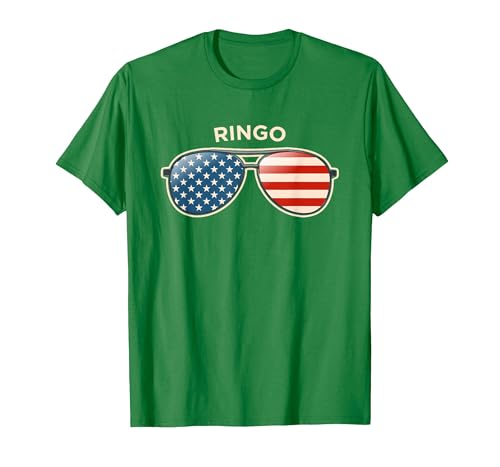 Ringo, WA Vintage US Flag Sunglasses T-Shirt, Men, Kelly Green, XX-Large