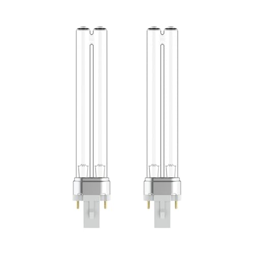 Pond UV Light, 9 Watt UVC G23 Base Replacement Bulb for Outdoor Pond Clarifier, Light Bulb Compatible with Tetra GreenFree UV Clarifier and JUP-01 UVE9 CF400 CF500 UVCP-9 Aquarium Filter (2 Pack)