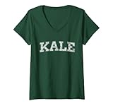 Womens KALE UNIVERSITY LEAFY GREENS ORGANIC GARDENER GO VEGAN V-Neck T-Shirt