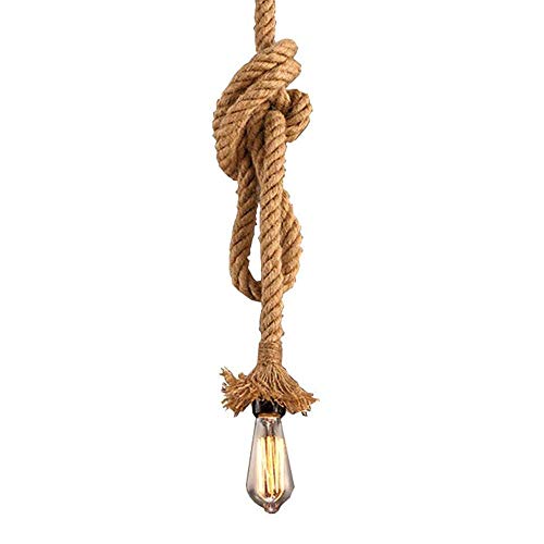 Pendant Light Vintage Hemp Rope, MQ Chandelier Pendant Light Single Head 6.5FT Lantern