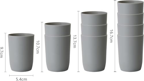 Topsky Set di 4 bicchieri in plastica lavabili in lavastoviglie, Bicchiere plastica largo, porta spazzolino, Riutilizzabili, Bicchieri portatili in plastica (280 ml, grigio)
