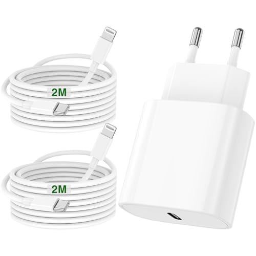 Cargador Carga Rapida iPhone 14 13 12 11 Apple MFi Certificado,20W USB C Enchufe con 2M+2M Cable Cabezal Adaptador Pared Charger Corrient for iPhone 14/14 Pro/14 Pro Max/14 Plus 13 12 11 XS XS MAX XR