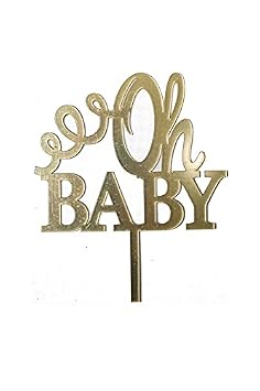 Hippity Hop Cake Topper Oh Baby Acrylic For Theme decoration, birthday,surprise decoration,party supply,party props decoration, valentine decoration (Gold)
