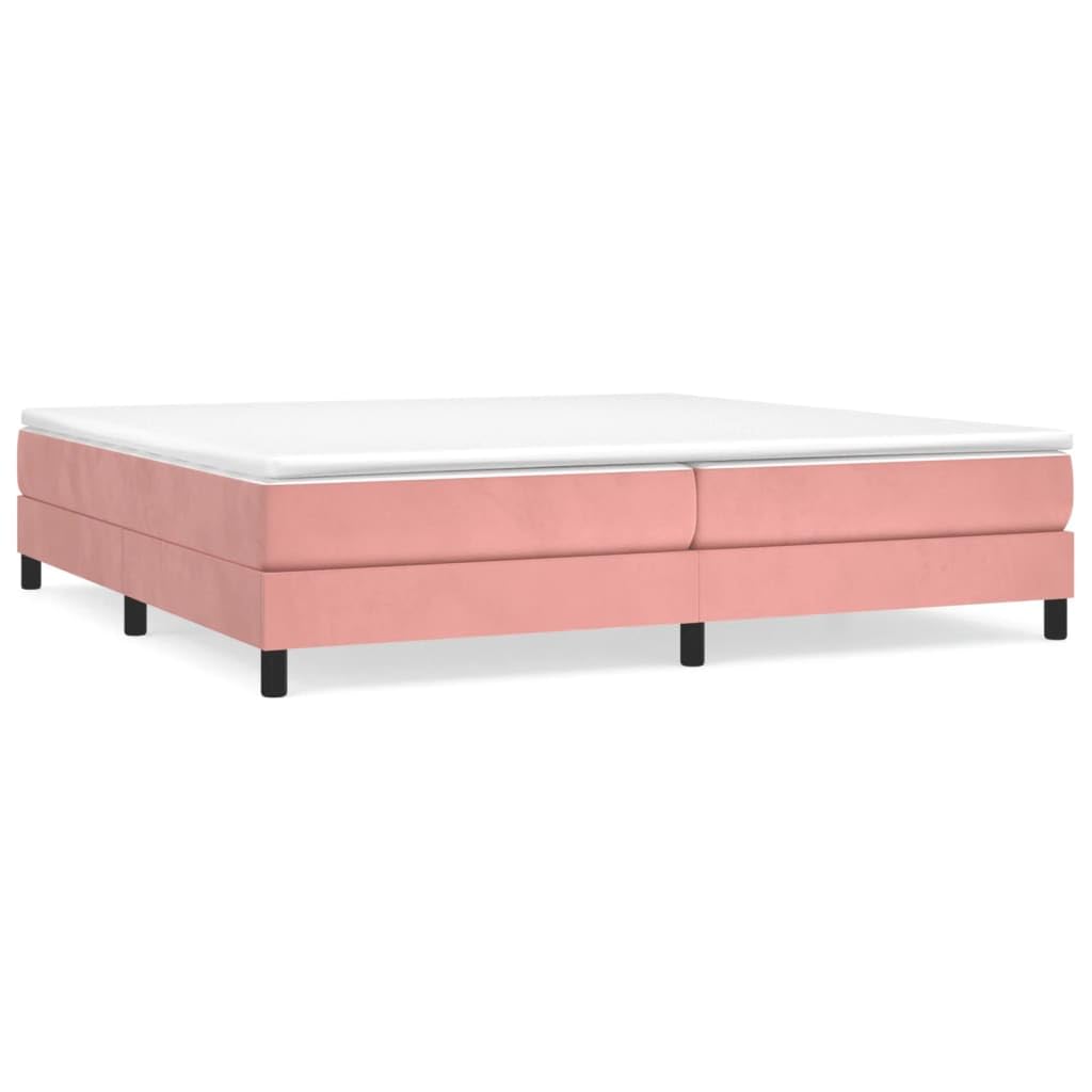 Cama con somier, color rosa, 200 x 200 cm, terciopelo