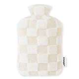 'Wärmflasche mit Bezug, hochwertiges minimalistisches Design Großes Fassungsvermögen, auslaufsicher und geprüft, lange Wärmespeicherung'(White,2000ml)